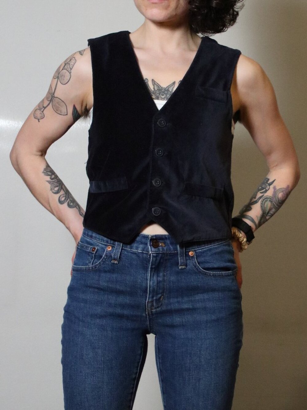 Vintage Y2k Kmart Special Editions Navy Blue Velvet Vest Size 10